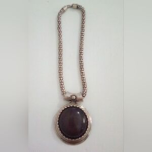 Medallion Purple Silver Metal Necklace